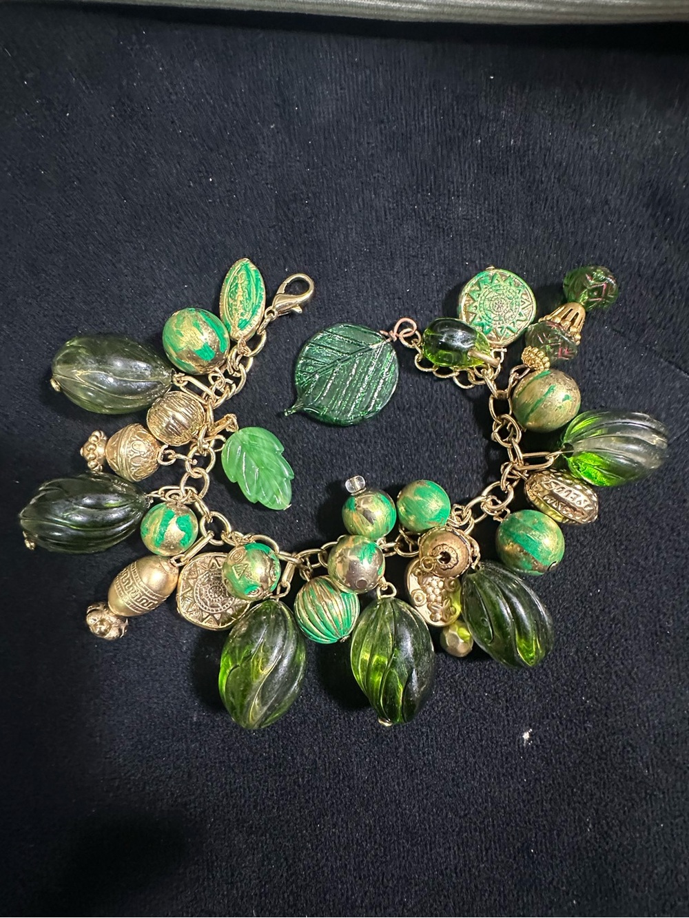 Vtg: UpCycled Lucite & Glass Charm Bracelet